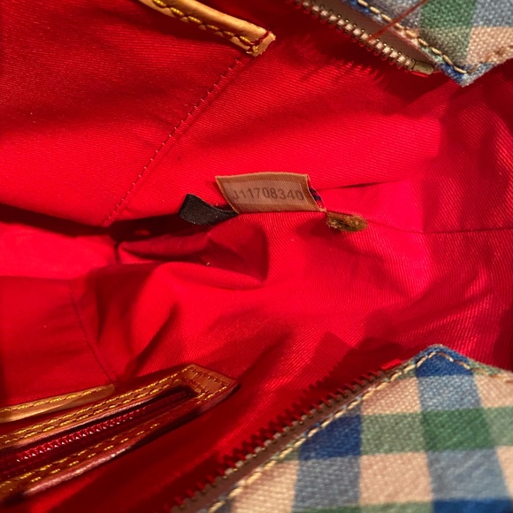 Dooney & Bourke Plaid Green and Blue Canvas Tote - Picture 9 of 15